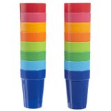 US Acrylic Spectrum Kırılmaz Plastik 10 oz İstiflenebilir Meyve Suyu Bardakları 8 Farklı Renkte | 16'lı Çocuk İçecek Bardağı Seti | Tekrar kullanılabilir, BPA içermez, ABD'de üretilmiştir, Üst Rafta