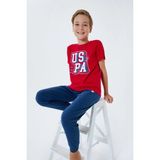 Us Polo 2410-4 Erkek Çocuk Pijama Takım - Kırmızı