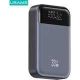 Usams CD221 10000 Mah Powerbank | 33W Süper Hızlı Şarj | Pd & Qc Destekli | LED Ekranlı | Entegre Kablolu Taşınabilir Şarj Cihazı - Gri