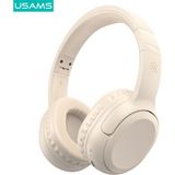 USAMS YG23 Bluetooth 5.3 Kulak Üstü Kablosuz Kulaklık - Ipx5 , LED Pil Göstergeli - Bej