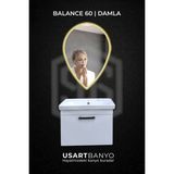 Usart Balance 60 cm Beyaz Banyo Dolabı, Damla Günışığı LED Ayna 80 x 56 cm