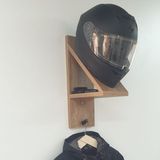 Usart Motosiklet Kask Standı, Duvar Tipi Kask Rafı, Ahşap Malzeme, 45 cm Yükseklik, Siyah