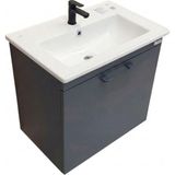 Usart Plus Mini Antrasit 55*36 cm Banyo Alt Modülü, Seramik Lavabo Dahil, Mdf