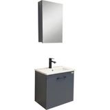 Usart Plus Mini Antrasit 55*36 cm Banyo Dolabı Seti, Seramik Lavabo (Akrilik Plastik Değil) Dahil, Mdf