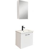 Usart Plus Mini Soft Beyaz 55*36 cm Banyo Dolabı Seti, Seramik Lavabo (Akrilik Plastik Değil) Dahil, Mdf
