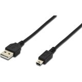 USB 2.0 Bağlantı Kablosu, USB A Erkek - USB mini B (5 pin) Erkek, 1.8 metre, USB 2.0 uyumlu, UL, siy