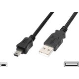 USB 2.0 Bağlantı Kablosu, USB A Erkek - USB mini B (5 pin) Erkek, 1.80 metre, AWG 28, USB 2.0 uyumlu