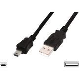 USB 2.0 Bağlantı Kablosu, USB A Erkek - USB mini B (5 pin) Erkek, 3 metre, AWG 28, USB 2.0 uyumlu, U