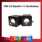 USB 2.0 Hoparlör 1+1 Mini Ses Bombası