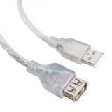 USB 2.0 Uzatma Kablosu - 5 Metre - Şeffaf