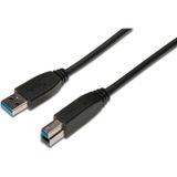 USB 3.0 Bağlantı Kablosu, USB A erkek - USB B erkek, 1.80 metre, CU, AWG 28, 2x zırhlı, UL, siyah re