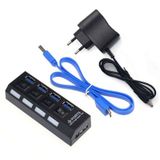 Usb 3.0 Çoklayıcı Çoğaltıcı Hub 4 Port Adaptörlü On/Off Anahtarlı
