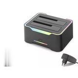 Usb 3.0 Hdd/Ssd Disk Docking Station Sata 2.5 /3.5 Klonlama Destekli Rgb - Siyah Hdx1790