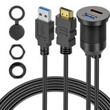 Usb 3.0 + Hdmı Uzatma Kablosu Panel Tipi Yuvarlak 2 Metre
