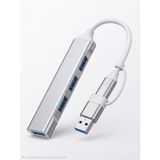 USB 3.0 Hub, 4 Portlu Alüminyum USB Çoklayıcı, Çift Giriş | Kompakt Tasarım, Tak ve Çalıştır, Yüksek Hız Transfer, Alüminyum Gövde, Taşınabilir