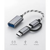 USB 3.0 Otg Dönüştürücü Type-C Micro USB To Data Şarj Kablosu Hasır