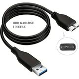 USB 3.0 Taşınabilir HDD Hard Disk Harddisk Kablosu, Micro USB -B, Yüksek Hızlı Veri Aktarımı (1 Metre) - Siyah