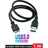 USB 3.0 Taşınabilir HDD Hard Disk Kablosu, Micro USB -B, 5 Gbps Yüksek Hızlı Veri Aktarır (1 Metre) - Siyah