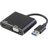USB 3.0 To HDMI VGA 1080P Monitör Genişletici Çevirici Dönüştürücü Adaptör - 1-Siyah