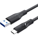 USB 3.0 To Type-C 60W 10GBPS Data ve Şarj Kablosu 1 Metre - Siyah - Plastik