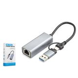 Usb 3.0 & Type-C Ethernet Adaptör Gigabit - Gri Hdx7863