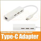 USB 3.1 Type C 10/100Mbit Ethernet Adaptörü 3 Port USB 2.0 Hub