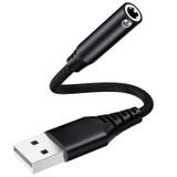 USB - 3,5 mm Jack Ses Adaptörü, Harici Ses Kartı USB-A'dan Ses Jakına Aux Stereo Dönüştürücülü Kulaklık, PC Windows, Dizüstü Mac, Masaüstü Bilgisayar, PS4 ve Daha Fazla Cihaz için Uyumlu (Siyah)