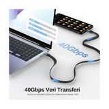 USB 4.0 40GBPS Flat USB C Veri Kablosu, 240W USB C Şarj Kablosu, 8K@60hz 4K@240Hz 2K@360Hz Thunderbolt 4 Görüntü Kablosu, Macbook, Monitör, Docking Istasyonu, iPhone ile Uyumlu - 1.2 Metre - 1 GB - 00-Siyah - Beyaz - Option-1