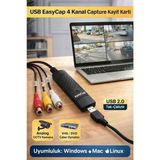 Usb 4 Kanal Easycap Video Capture Kayıt Kartı Rca & S-Video Girişli Usb 2.0 Analog Video Yakalama Cihazı