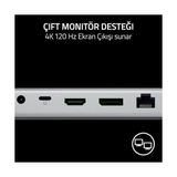 USB 4 - Oyun ve Üretkenlik Için 14 Bağlantı Noktalı Yüksek Hızlı - Çift Ekran Desteği, Cihaz Şarjı (3x Usb-C, 5x Usb-A, Hdmı, Displayport, Gigabit Ethernet) Beyaz - Genel - 001-Renkli