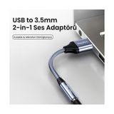 Usb-A To 3.5mm Aux Mikrofon Destekli Dac Chip Hifi Ses Kartı - 1 GB - 00-Siyah - Beyaz - Option-1