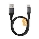 USB A-Type C, 1Metre, 3.1A Hızlı Şarj Kablosu, REMORAX Wahoo (1Ad x 1Metre Siyah)