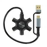 Usb A Type C Ses Kartı Ve 5 Port Kulaklık Çoklayıcı Dağıtıcı Splitter