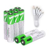 USB AAA Lityum iyon Şarj Edilebilir Pil, 1.5V 750mWh Şarj Edilebilir AAA Pil, 1 H Hızlı Şarj, C Tipi Bağlantı Noktası Kablosu ile 1200 Döngü, Sabit Çıkış, 8'li Paket