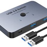 USB Anahtarı 3.0 KVM Anahtarı, ABLEWE Alüminyum USB değiştirici 2 Bilgisayar Paylaşım 4 USB Aygıtı PC Yazıcı Tarayıcı Fare Klavye için 2 Paket USB 3.0 Kablolu