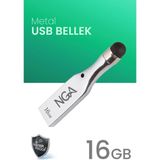 USB Bellek Metal Gövde Güvenli USB Memory - Flash Drive - 16 GB - Gri Metal