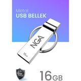 USB Bellek Metal Gövde Güvenli USB Memory - Flash Drive - 16 GB - Parlak Gümüş