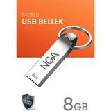 USB Bellek Metal Gövde Güvenli USB Memory - Flash Drive - 8 GB - Parlak Gümüş