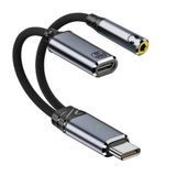 USB C - 3.5mm Kulaklık ve Şarj Adaptörü, 2'si 1 arada USB c PD 3.0 Şarj Portu Aux Ses Jakı ve 100W Hızlı Şarj Adaptörü Kablosu iPhone 16/15 Pro, Galaxy S25 S24 S23 Ultra ile Uyumlu