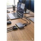 USB-C 4’ü 1 Arada 4K HDMI + VGA + USB 3.0 + PD Hızlı Şarj Çoklayıcı Adaptör Gri Tek Ebat