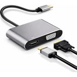 Usb-C Görüntü Dönüştürücü Adaptör 4K HDMI + VGA Çıkışlı Type-C To HDMI VGA Hub Laptop Tablet Telefon Ekran Yansıtma Monitör Tv Projeksiyon Bağlantı Aparatı Plug & Play | NRT-22100 - 0 - Siyah