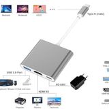 USB-C - HDMI Adaptörü, USB 3.0 Tip C - HDMI 4K Çoklu Bağlantı Noktası AV Dönüştürücü, USB 3.0 Bağlantı Noktası ve USB C Şarj Bağlantı Noktası (Gümüş)