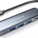 USB C HUB, DockteckExpand USB-C Çoklu Bağlantı Noktalı Adaptör 5'i 1 arada 4K HDMI, 100W Güç Dağıtımı, MacBook Pro/Air, iPad Pro/Air/Mini 6 ve Daha Fazlası için 3 USB 3.0 Veri Bağlantı Noktası