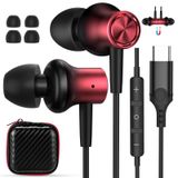 USB C Kulaklık iPhone 16 15 Pro Max Samsung S24 Artı A53 A54 Galaxy Z Flip Fold S23 S22 S21 Google Pixel 9 8 7 6 Tip C Kulaklık Manyetik Kablolu Kulaklıklar Kulak İçi Gürültü Önleyici Bas Kablolu