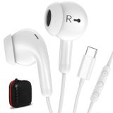 USB C Kulaklıklar Kablolu Kulaklıklar iPhone 16 Plus 15 Pro Samsung A35 S24 Ultra S23 Pixel 8 7 Kulaklık Tipi Mikrofon Ses Kontrollü USB-C Kulaklık Beyaz