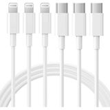 USB C - Lightning Kablosu 3 Paket 6ft [mfi Sertifikalı] iPhone Hızlı Şarj Kablosu Usb-C Güç Dağıtım Şarj Kablosu iPhone 14/13/12/11/xs/xr/x/8/ipad, Beyaz