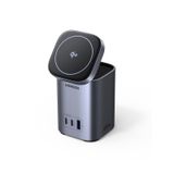 USB-C Şarj Cihazı 65W, UGREEN Nexode Qi2 Şarj Cihazı 15W Güç Kaynağı GaN Kablosuz Şarj Cihazı 4'ü 1 Arada Şarj İstasyonu MacBook Pro/Air, iPhone 12-16 Serisi ile Uyumlu Endüktif Şarj Standlı