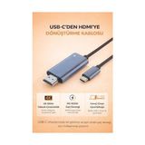 Usb-C To HDMI Kablo 4K 60Hz | Switch 2 ile Uyumlu, Macbookile Uyumlu, iPad ile Uyumlu ve Telefonlar Için Hd Görüntü ve Power Delivery 100W Şarj Desteği | Type-C - Hdtv Bağlantısı | ZR1160 - Option-1 - Ahşap