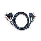 USB DVI-I Single Link KVM Kablosu, 3 metre