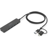 Usb Hub - 4 Bağlantı Noktası - Usb 3.0-4X Usb-A - 1X Usb-C Güç Konektörü - 5 Gbit/S'ye Kadar - Usb-A - Usb-C Adaptörü Dahil - 1,2 M Kablo Uzu